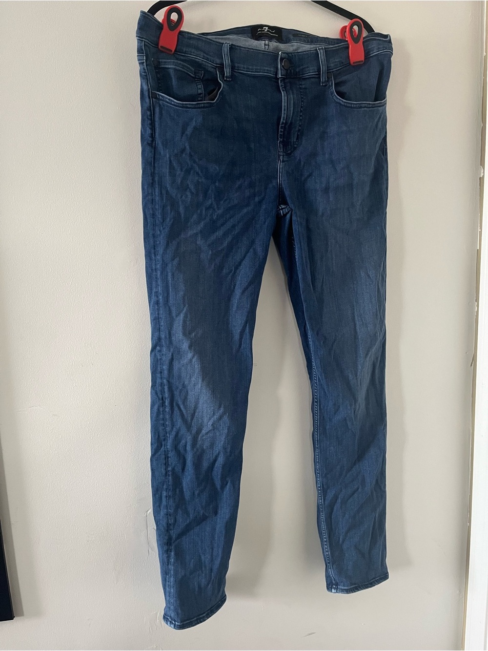 7 For All Mankind Slimmy Tapered Jeans 36 Medium Wash Blue Minimalist Casual